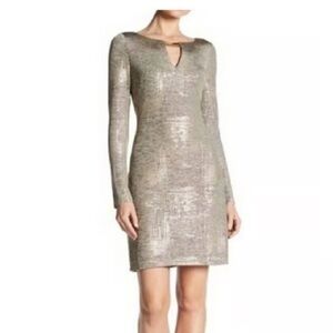 Vince Camuto Metallic Long Sleeve Cocktail Dress